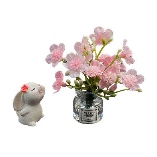 Декор приборной панели автомобиля Мини Кролик с цветком в вазе для цветов Украшения для салона автомобиля Подарок для женщин и мужчин Владельцев автомобилей