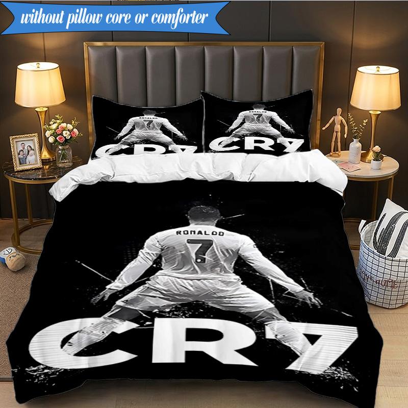 3PCS Real Madrid Legend Bedding Set 2D Printing (Includes 1 Duvet Cover + 2 Pillowcases Coreless), Bedroom decor,Fan gift