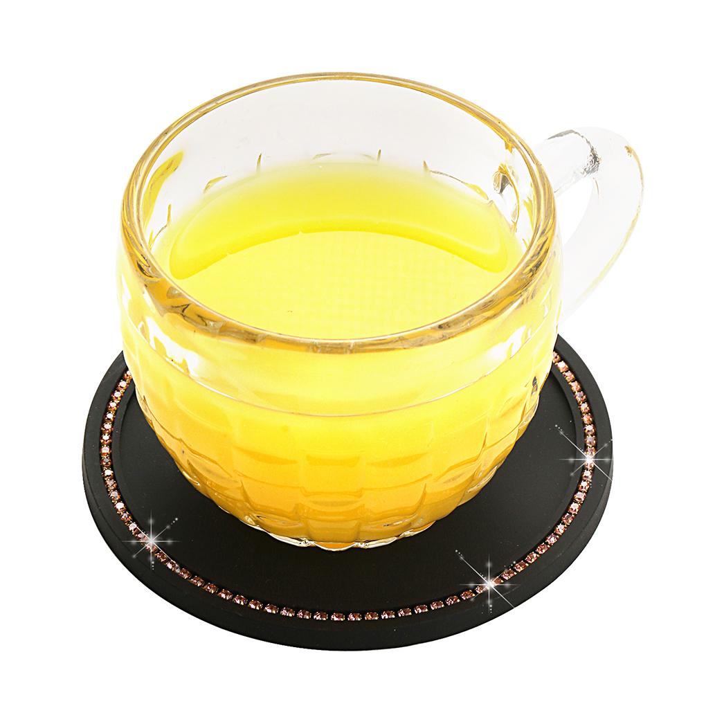 Car Cup Holder Coaster Round Waterproof Heat Insulation Rhinestone Inlaid Easy Clean Cups Mats for Ladies Men Girls