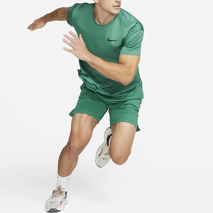 Nike T Shirts Men's Noble Green Crew Neck Moderate Straight Fit CZ1182-333