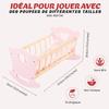 Lit Poupee en Bois - KINDERPLAY - Berceau pour Poupée - Rose - Enfant - 56 x 32 x 7,5 cm