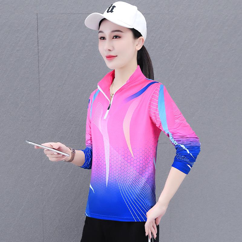 Women's Quick-Dry Long Sleeve Active Top - Lightweight for Spring/Fall, Ideal for Table Tennis, Fitness, Running, Hiking, Loose Fit