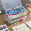 Transparent Stationery Box Pencil Case with Snap-Tight Lid Dustproof Large Capacity Stackable Pencil Holder Storage Container