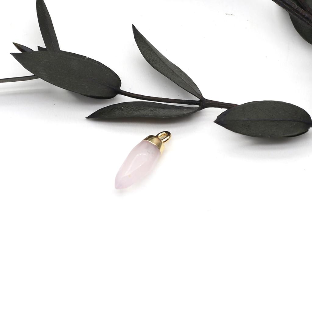 1шт граненый натуральный камень конус кулон маленький кристалл розовый кварц сплав подвески для изготовления ювелирных изделий DIY ожерелье серьги аксессуары 6x19 мм