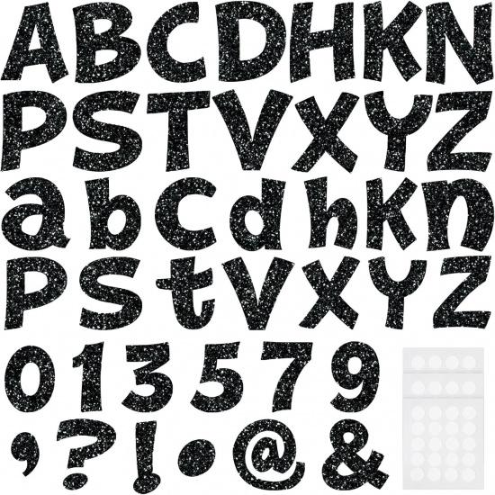 72 Pcs Glitter Cutout Bulletin Board Letters for Classroom 4" Upper and Lowercase Alphabet Numbers Punctuation with Adhesive Dots for Back to School