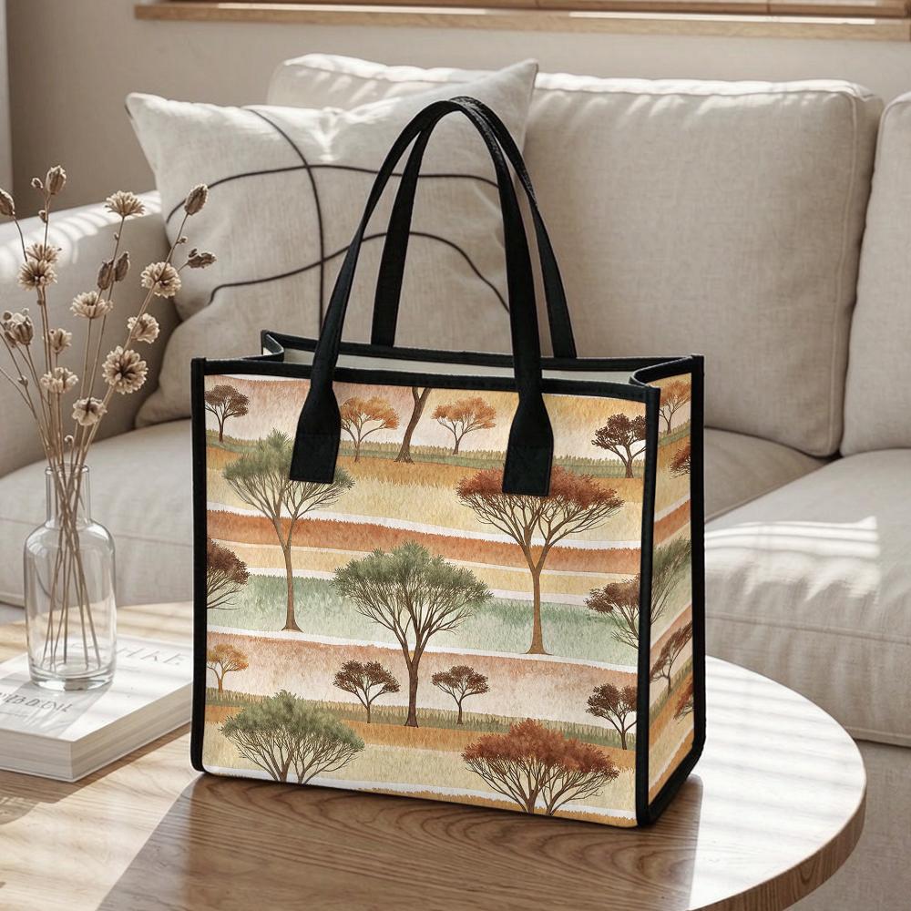 Women Casual Tree Print Tote Bag Daily Use Lightweight Handbag