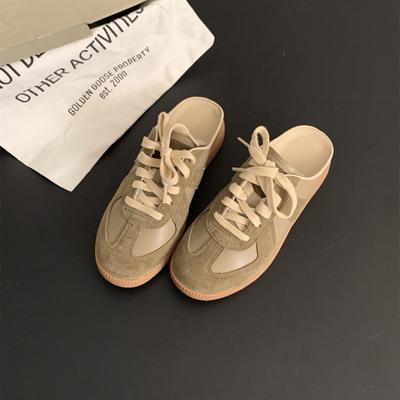 Баотоу полутапочки женская верхняя одежда 2025 новая ретро универсальная платформа без каблука и одна педаль ленивые немецкие кроссовки