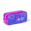 coral high Kids Light Pink Lavender Heart Patterned Two Compartment Pencil Bag 22280