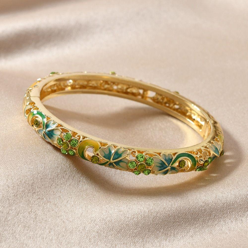 Традиционный ажурный цветочный браслет китайский женский браслет на руку винтажный браслет перегородчатой эмали для девочек
