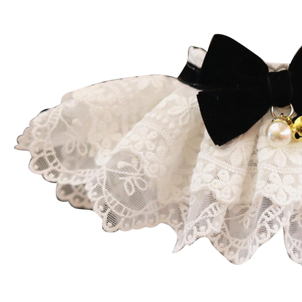 Кружевной нагрудник для питомца, воротник с милым бантом, мягкий, легко носить, удобный нагрудник, шарф для украшения собак и кошек, черный, M