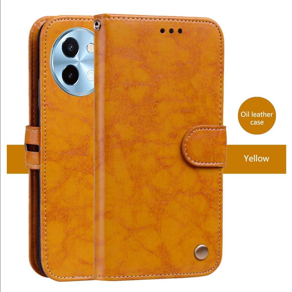 Винтажный чехол-бумажник из ПУ кожи с текстурой Crazy Horse для Vivo Y38 5G, с держателем для карт, подставкой, противоударный защитный чехол