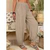 Women's Harem Pants Summer Casual Retro Large Size Cotton and Linen Pants Elastic Waist Wide Leg Pants Home Pants