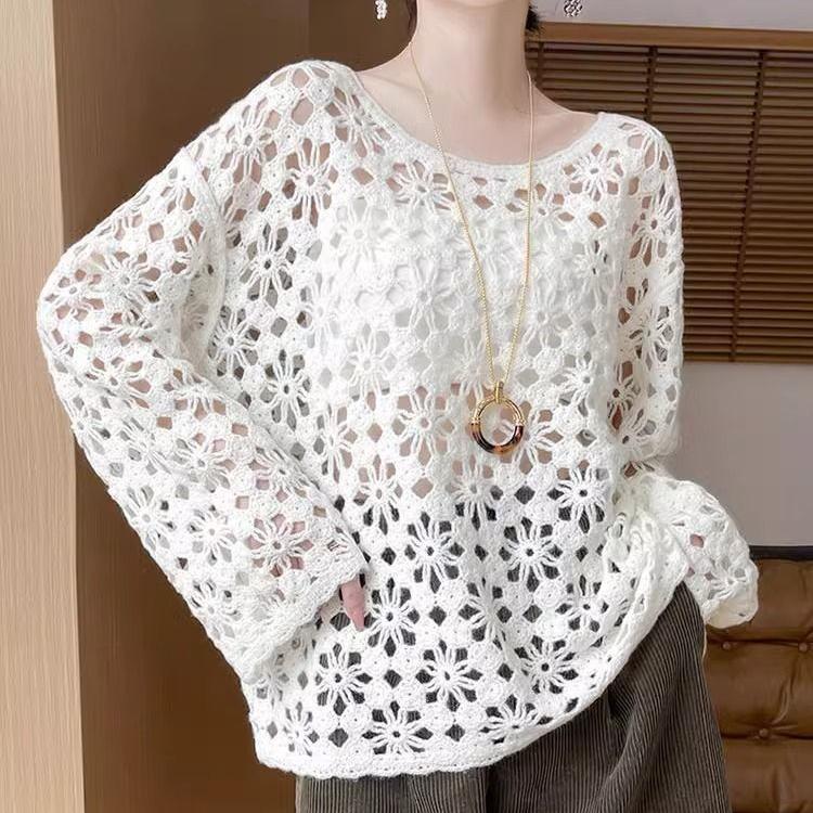 Весна Осень Женский Свитер С Вырезом Кружева Вязаный Трикотаж Пуловер Вязаный Топ Ажурный Вязаный Свитер