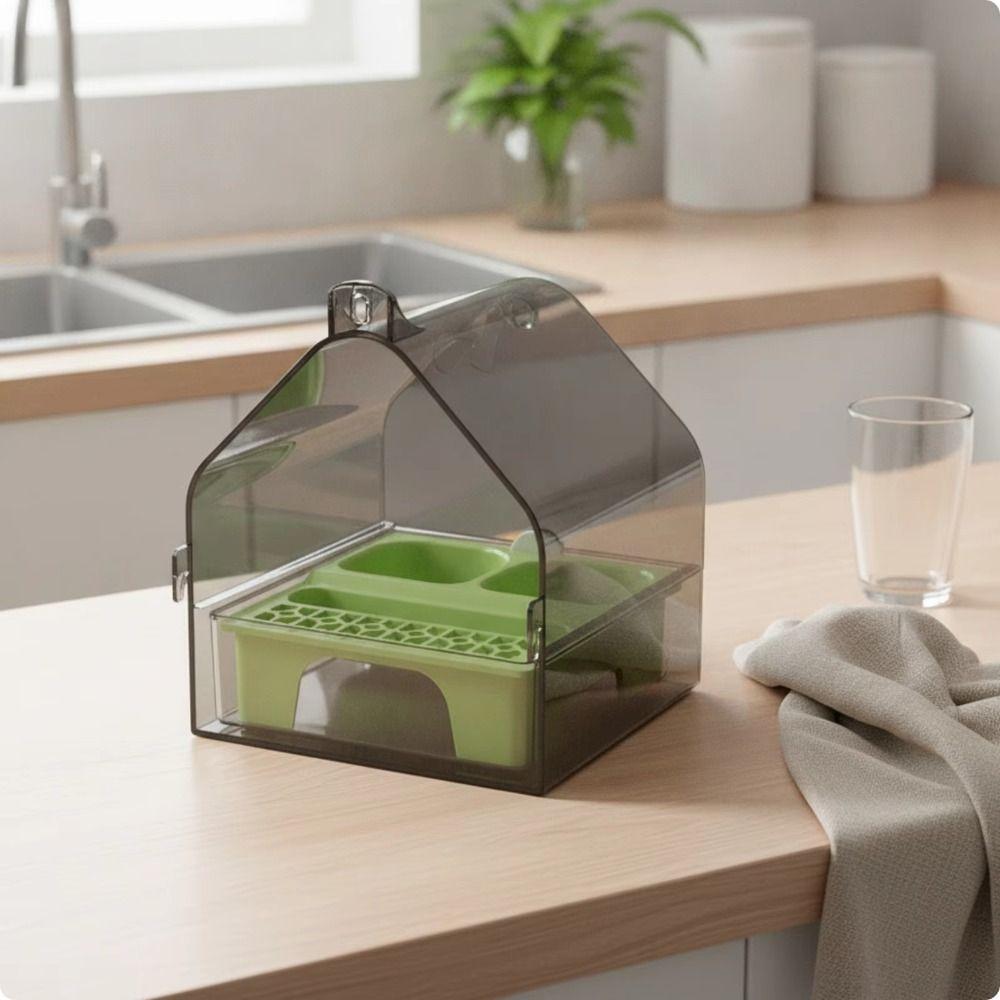 Spill-Resistant Clear Cage Feeder No Mess Birds Food Container Bird Cage Feeder Box For Bird Cage