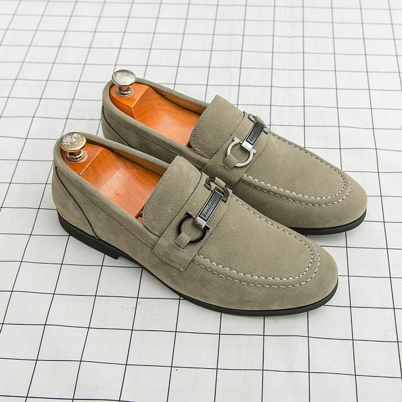 Модные мужские лоферы пенни с металлической пряжкой, замшевые туфли, элегантные туфли для свадьбы, вечеринки, повседневной носки, слипоны, плоская подошва, деловые мокасины