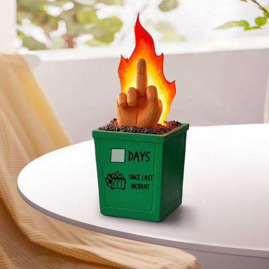 Статуя костра в мусорном контейнере, забавный средний палец, украшение для костра, забавный костер, декор для стола, домашний офис, розыгрыш, подарки