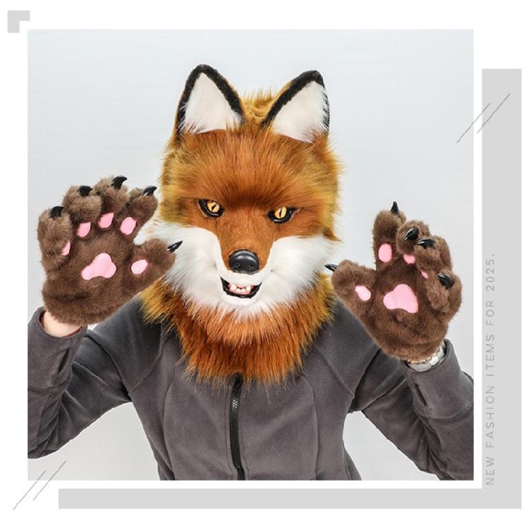 Пушистый Плюшевый Костюм Маска Волка Полная Голова Головной Убор Шляпа Реалистичный Дизайн Головной Убор для Хэллоуина и Вечеринок Переодевание