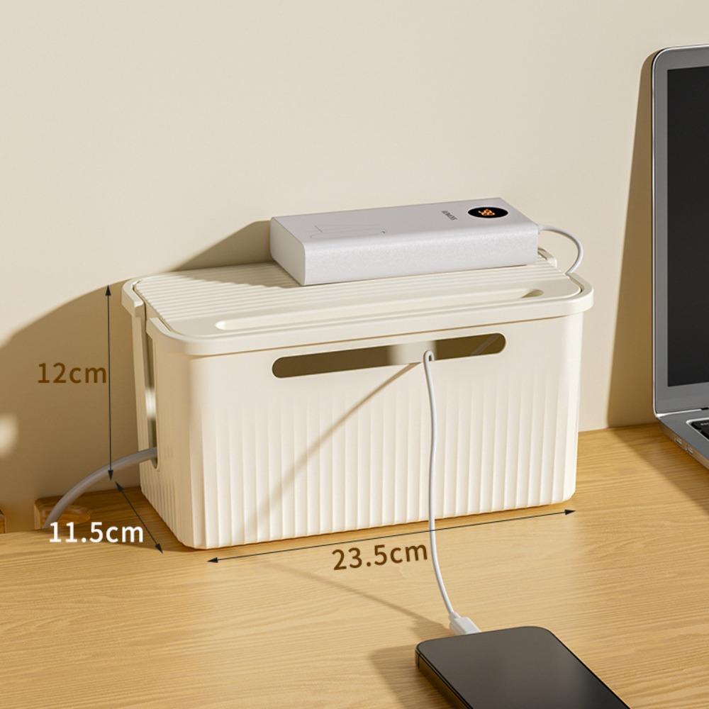 Durable Plastic Cable Storage Box Multi-Purpose Cord Organizer Desktop Storage Box Charger Power Cord Case