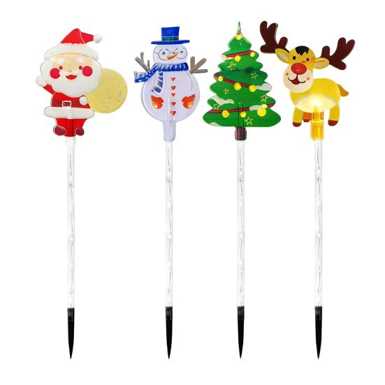 Christmas Tree Lights Solar Stake Lamp Animated LED Lawn Decor Soft Warm Lighting for Garden Path Holiday Display Lights