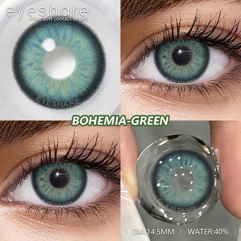 2Pcs Natural Green Colored Contacts for Eyes Blue Lenses Brown Eye Contacts Yearly Lens Makeup Gray Pupils Use for Eye