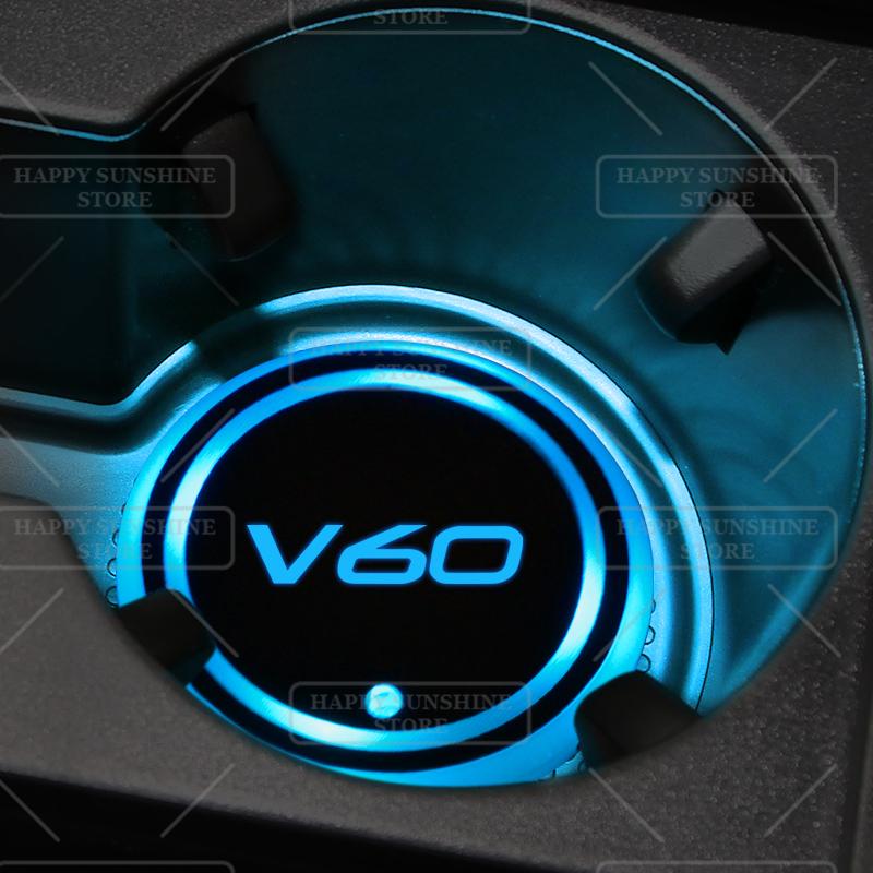 Для Volvo S937 Цветной светодиод Для Volvo S60 S90 V70 V60 R Design Логотип Автомобильный Подстаканник Держатель для напитков Подставка Подсветка Декоративные аксессуары