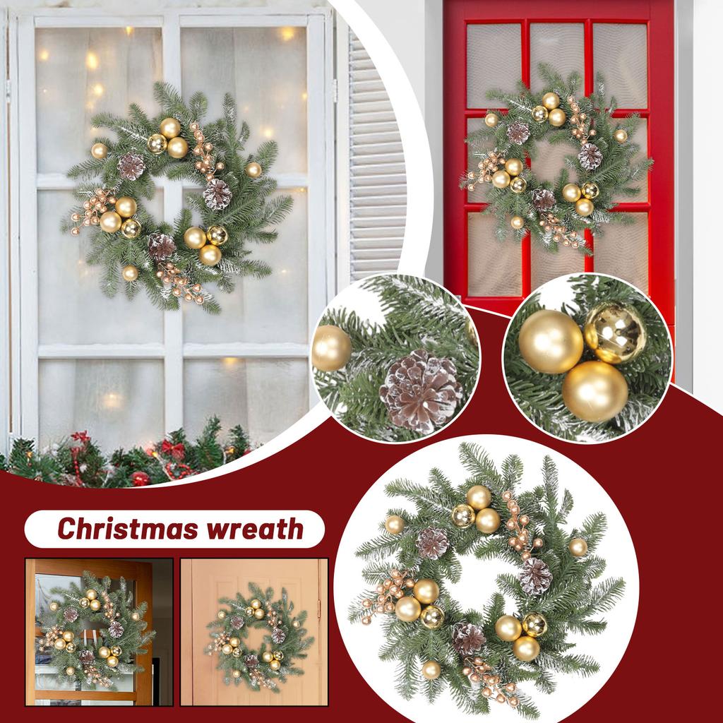 Christmas Decorations, Gold Christmas Ball Wreath, Rattan Wall Hanging, Hotel And Shopping Mall Ornaments, Christmas Wreath