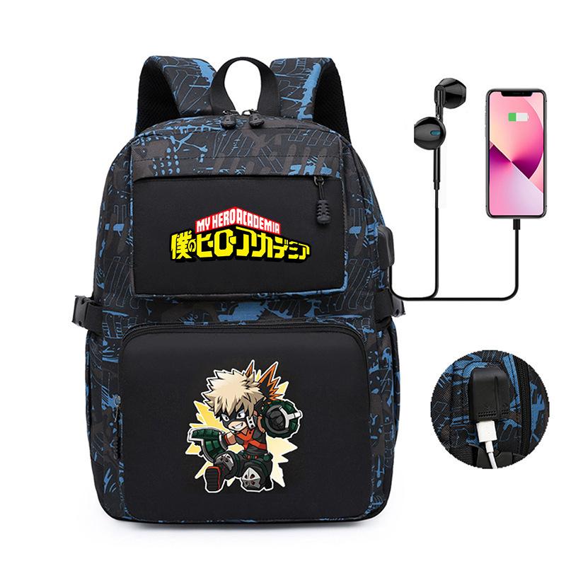 Рюкзак Riman с мультяшным рисунком из My Hero Academia, вместительная школьная сумка для студентов, сумка для компьютера с USB