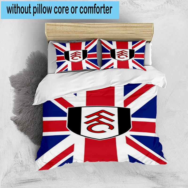 3pcs Fulham F.C Printed Bedding Set Duvet Cover Closure Includes 1 Duvet Cover & 2 Pillowcases Bedding Sets Home Decor Gifts