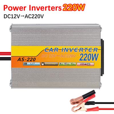 Преобразователь напряжения DC 12V в AC 220V USB Портативный преобразователь USB Зажим для аккумулятора Автомобильный солнечный инвертор 50 Гц 220 В Инвертор мощности