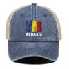 Romania Flag Print Snapback Sun Hat, Patriotic Dad Hat Headwear Sun Visor Retro Sunshade Adjustable Trucker Hat