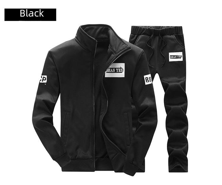 Европейский трансграничный спортивный костюм: Мужская и парная толстовка с воротником-стойкой на весну и осень