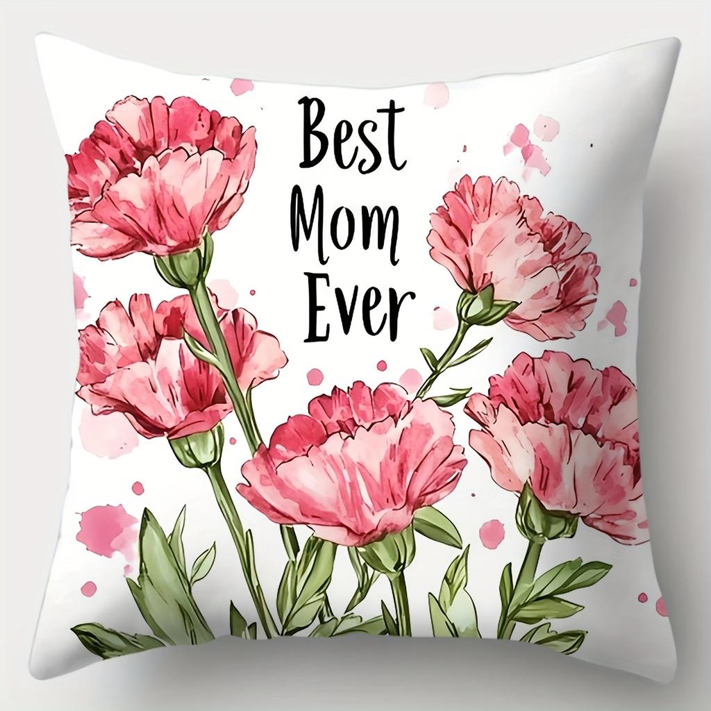 4Pcs Set, Mother'S Day Pillowcase, Flower Pillowcase, 17.7"*17.7", Single-Sided Print, Mother'S Day Decoration, Sofa Waist Cushi