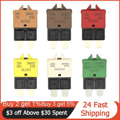 Автомобиль Мотоцикл Грузовик Лодка Морской Авто Аксессуары 5A 7.5A 10A 20A 25A DC 28V Ручной Сброс ATC Автоматический Выключатель Плоский Предохранитель Детали