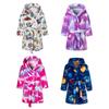 2-10 Years Kids Winter Warm Flannel Bathrobe Children Hooded Robes Night-robe