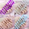 24pcs/set DIY Quick Nails Long Flat Head Matte Frosted False Nails Multicolor Strips Finished Wear Manicure