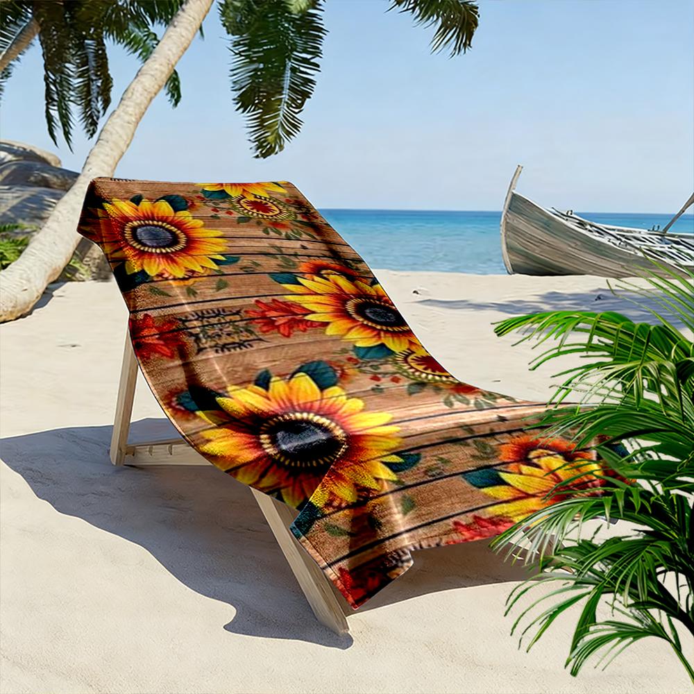 Sunflower Rustic Pattern Towel Beach towel quick-drying for travel outdoor sports jogging beach and swimming