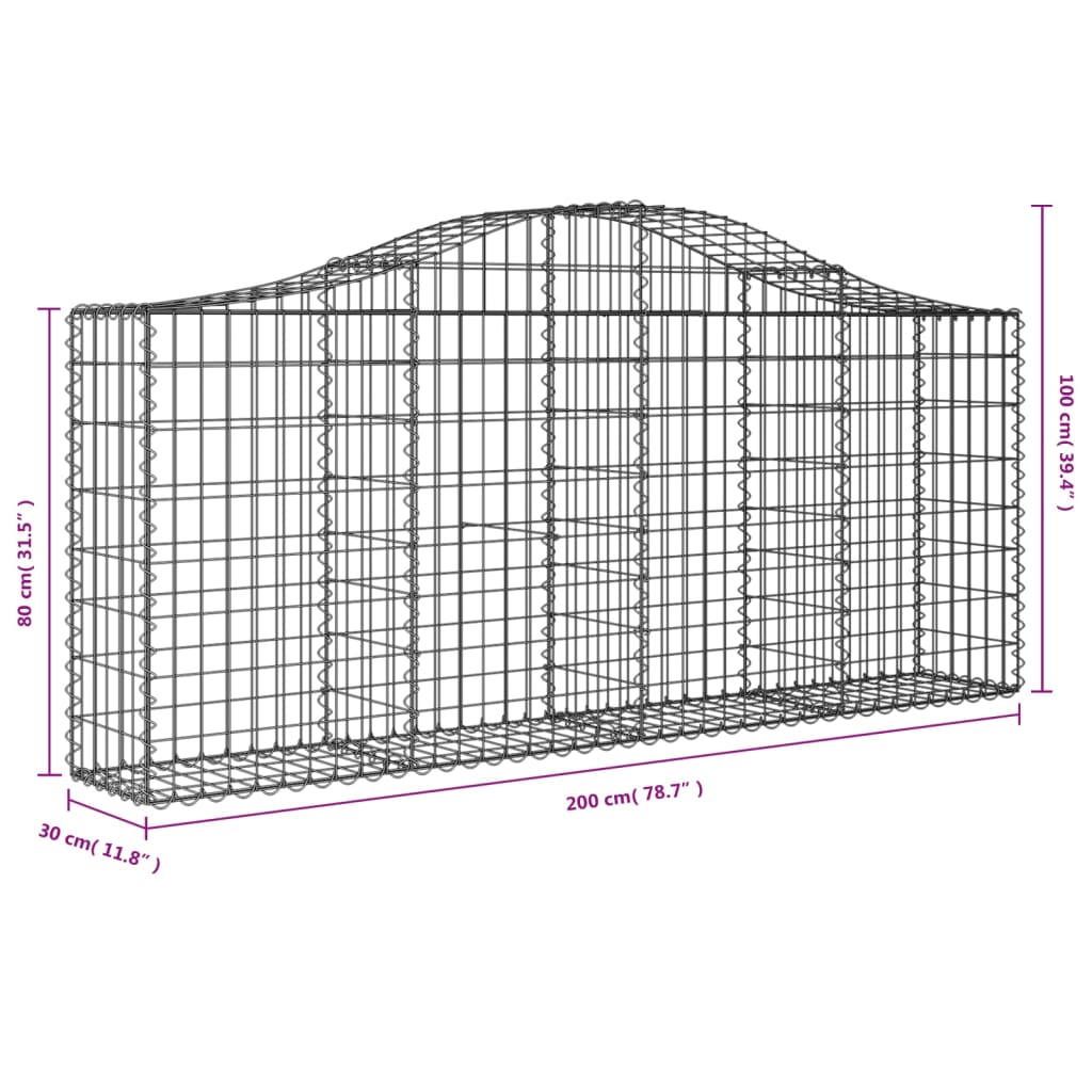 Vidaxl Kosze Gabionowe, 13 Szt, 200X30X80/100 Cm, Galwanizowane Żelazo