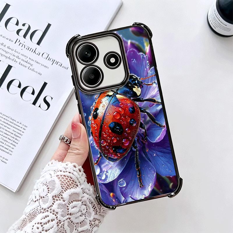 Seven-Spotted Red ladybug Soft Phone Case For Xiaomi Redmi Note 14 15 Pro Plus 13 12 11S 11T 5G 10 9S 9 Plating Anti-Fall Fundas