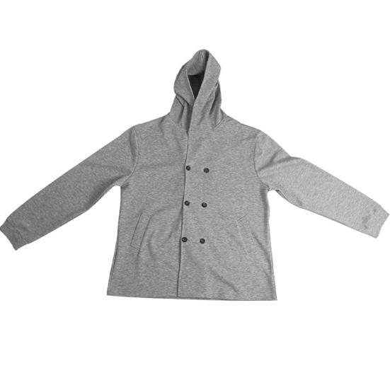 Men Windbreaker Coat Hooded Long Sleeve Solid Color Double-Breasted Jacket with Pockets Autumn Winter Outerwear