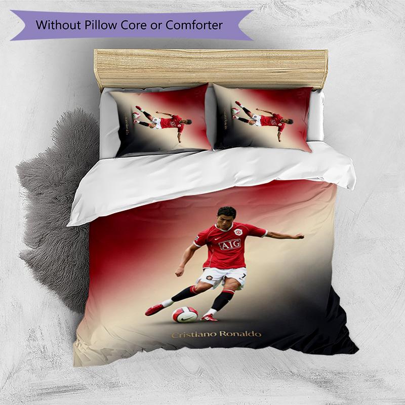 Cristiano Ronaldo Printed Bedding 3 Piece Set Cozy Breathable Bed Cover Set as Housewarming Holiday Gift