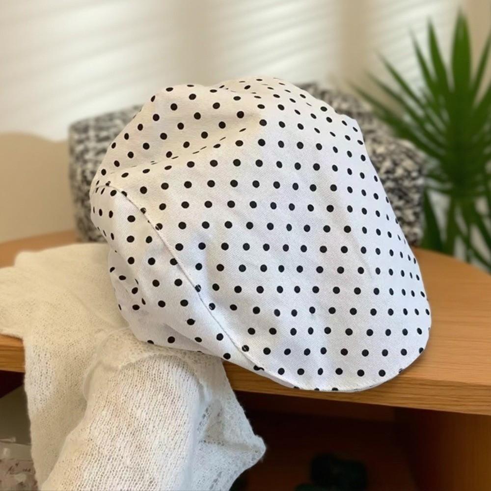Retro Polka Dot Print Hats Adjustable Elasticity Forward Hats Fashion Berets Cap  for Women