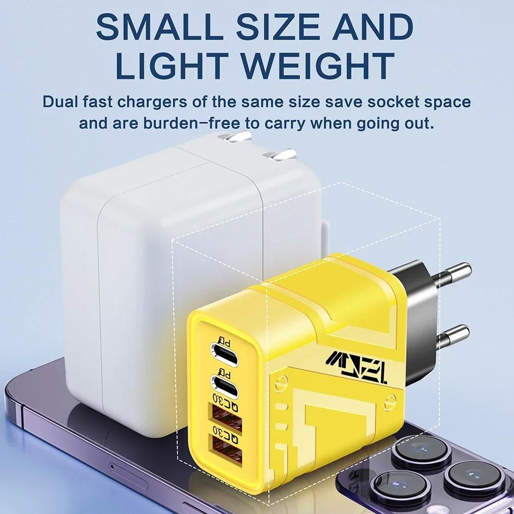 USB Charger Type C Total 120W Fast Charging EU/US Plug Mobile Phone Adapter For iPhone Samsung Xiaomi Quick Charge Wall Charger