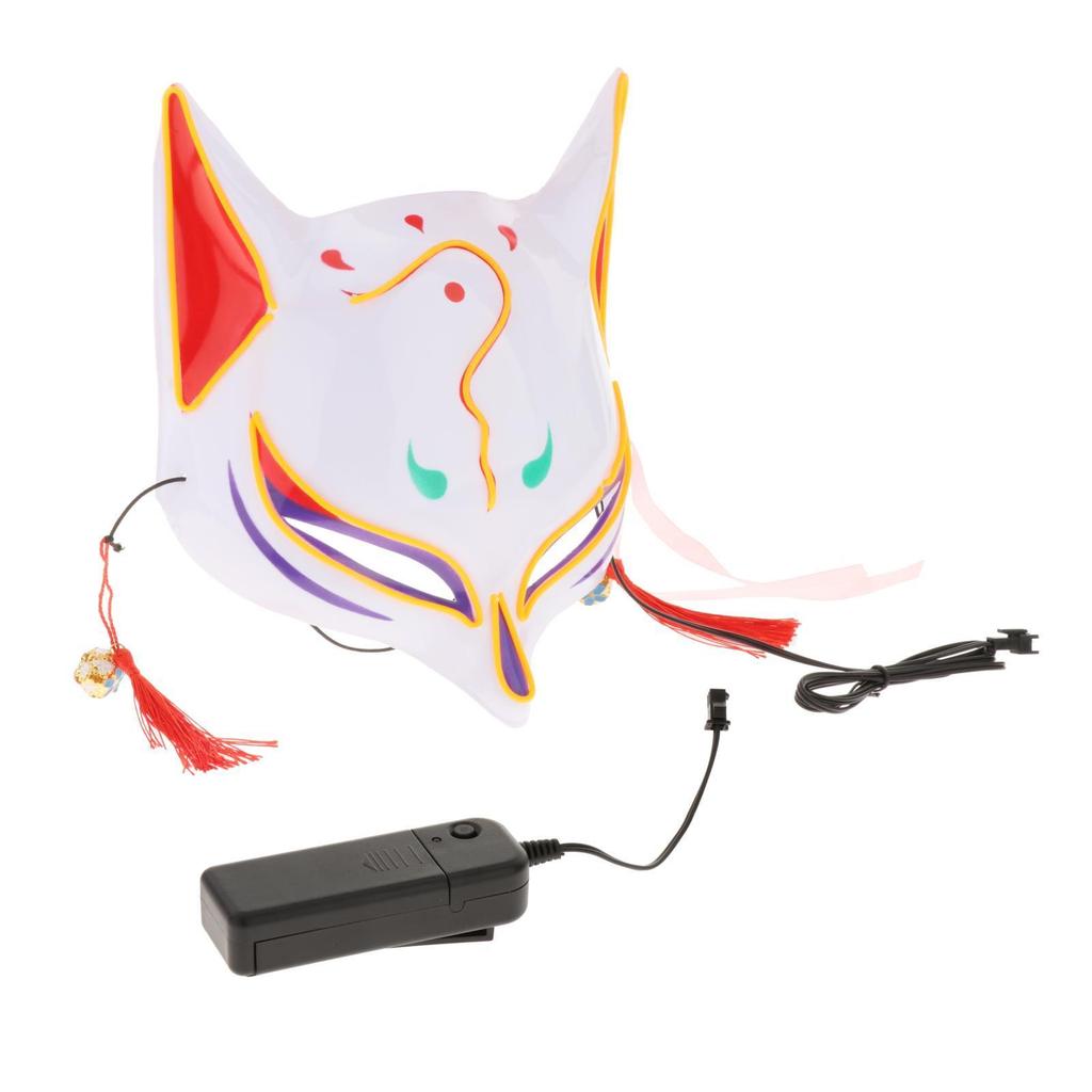Фестивальная маска Светодиодные наборы Маска лисы Кицунэ Косплей Хэллоуин Маскарадная маска Животное Диджей Танцы Светящиеся реквизиты для вечеринки KTY