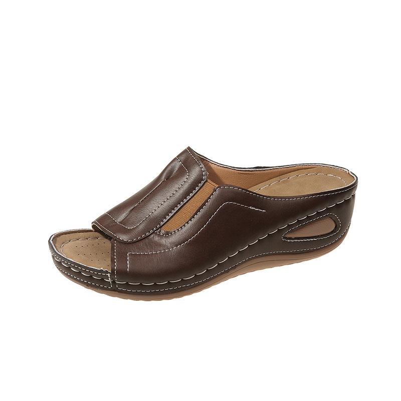 Summer Sandals Women's Retro Wedge Heel Sewing Line Women's Slippers
