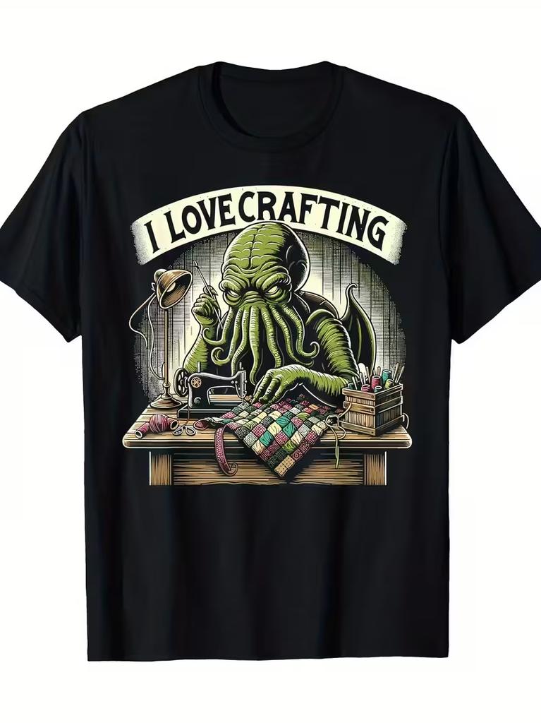 Unisexs Funny Cthulhu Crafting Lovecraftian Horror Design T Shirt Unisex Unisex Tee Streetwear Casual Cotton Top Humor