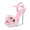 Fashion 13cm Crystal Stiletto Heel Sandals for Women Runway Catwalk Sexy Flower Embellished Transparent Platform High Heels