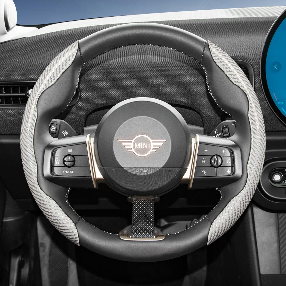 Suitable for Mini Carbon Fiber Texture Steering Wheel Cover with Segmented Quick-Release Design, Durable, for Models Such as Cooper 3-Door Countryman