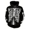 Мужская толстовка с капюшоном и рисунком скелета с 3D-печатью и завязками, мужской пуловер для весны, осени и зимы