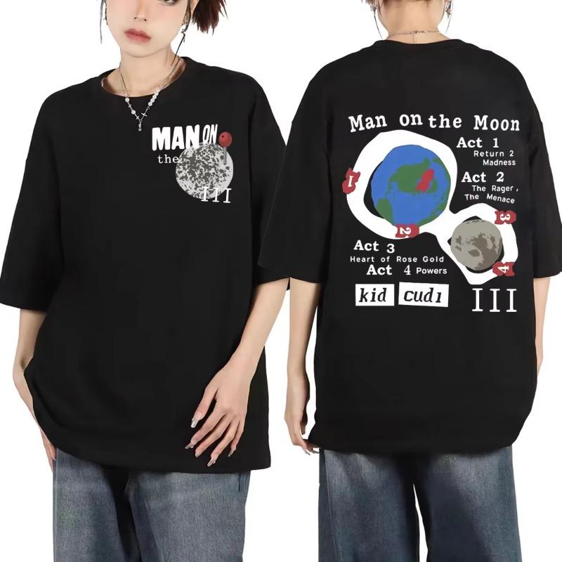Rapper Kid Cudi Unisex on The Moon III Album Tshirt High Street Fashion Trend Short Sleeve Tshirts Unisex Casual Cotton T Shirts