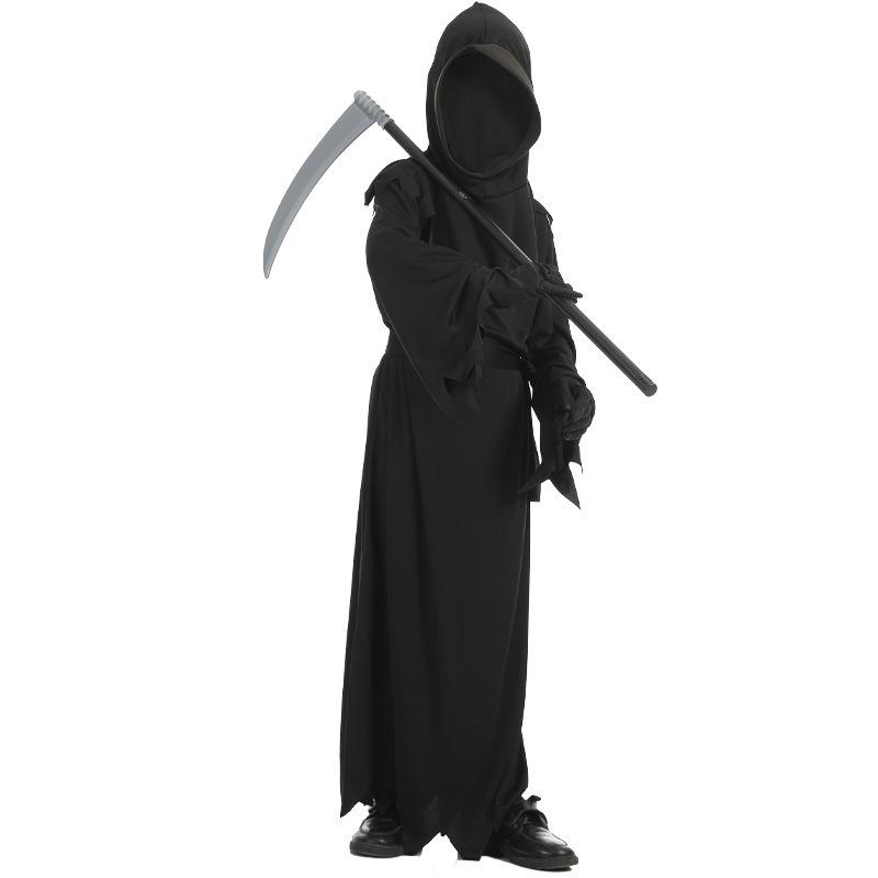 Halloween Kids Kids Scary Red Eye Reaper Costume Sickle Ghost Dark Messenger Ghost Costume Set